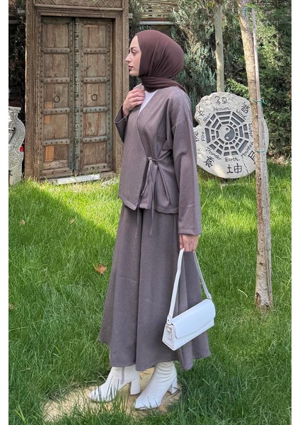 Bağlama Detaylı Etekli Takım Vizonrengi fiyatları