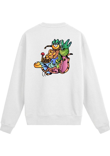 Sırt Baskılı Soyut Tasarımlı Sweatshirt