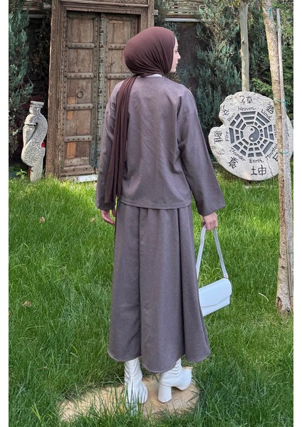 Bağlama Detaylı Etekli Takım Vizonrengi fırsatları