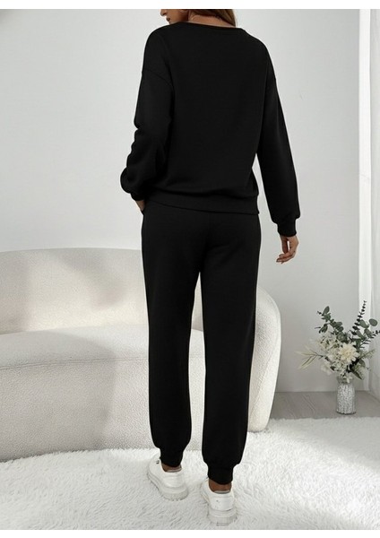 Kadın Uzun Kollu V Yakalı Pulpayetli Viskon Iki Iplik Bluz ve Pantolon fırsatları