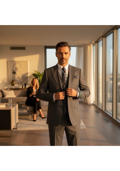 Erkek Takım Elbise, Kırlangıç Yaka, Blazer, Slımfıt, Gri indirimleri