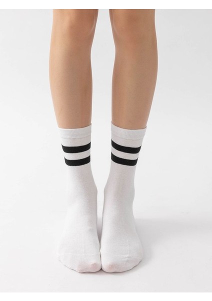 Siyah - Beyaz Kolej Spor Çorap 4'lü Paket Pamuklu modelleri