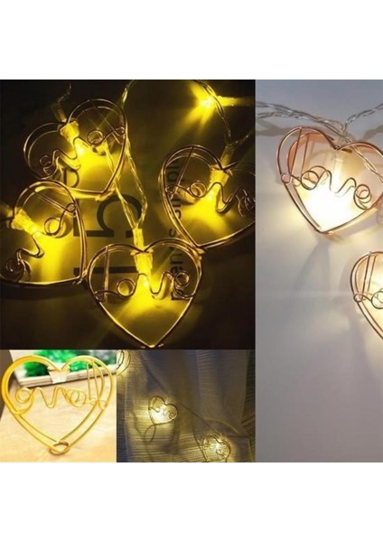 Bakgelal Love Kalpli Rose Gold LED Işık Zinciri – Yılbaşı, Doğum Günü ve Romantik Dekor Aydınlatma