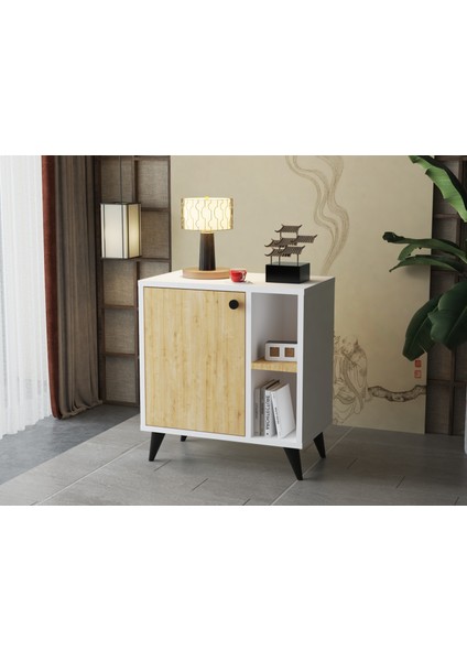 Raflı Komodin Modern Dekoratif Çok Amaçlı