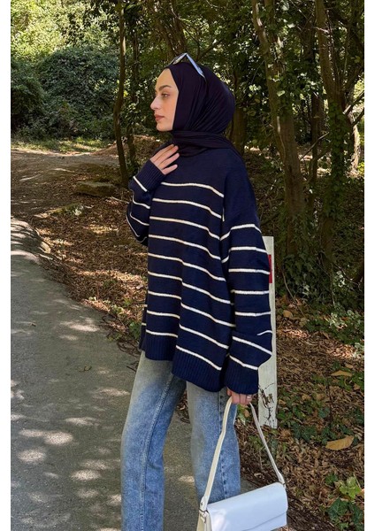 Çizgili Triko Kazak Lacivert fiyatları