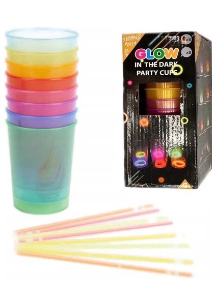 Karanlıkta Yanan Mega Glow Bardaklar 8 Adet indirimleri