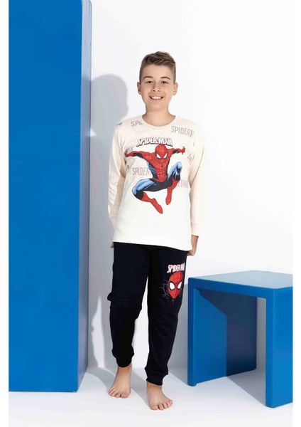 Tarık 5-9 Yaş Erkek Çocuk Spıderman Baskılı Interlok Pijama Takımı 4132270 - Bej