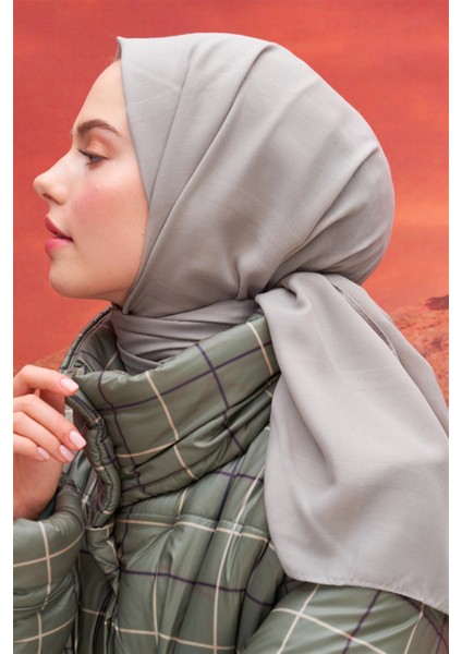 Kare Desen Modal Jakar Şal Açık Gri modelleri