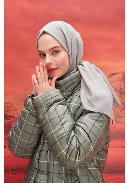 Kare Desen Modal Jakar Şal Açık Gri fırsatları