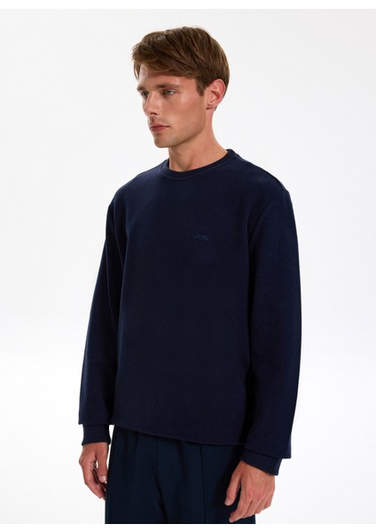 Bisiklet Yaka Düz Lacivert Erkek Sweatshırt J5WM-SWT7221 modelleri
