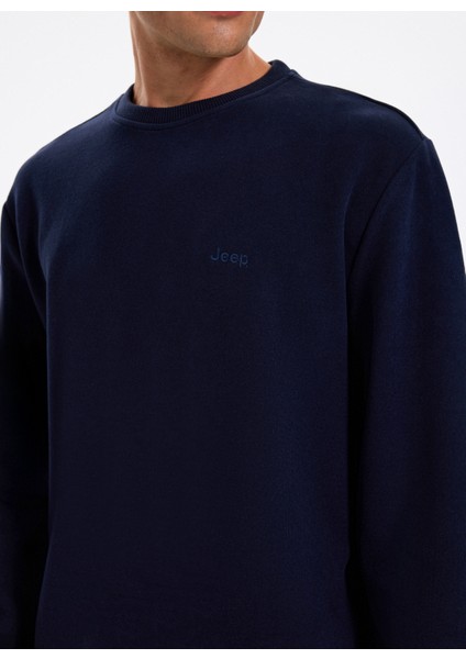 Bisiklet Yaka Düz Lacivert Erkek Sweatshırt J5WM-SWT7221 fırsatları