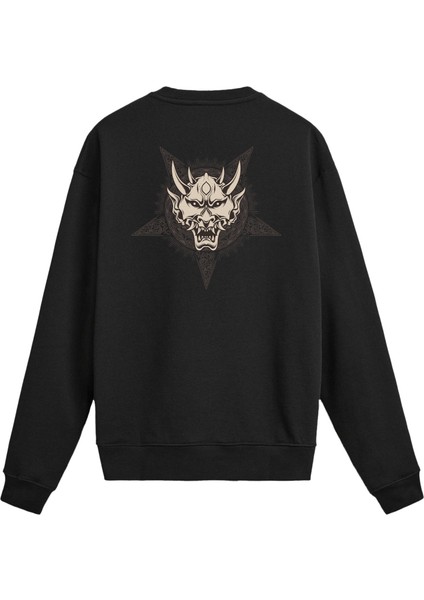 Sırt Baskılı Death Metal Kurukafa Sweatshirt