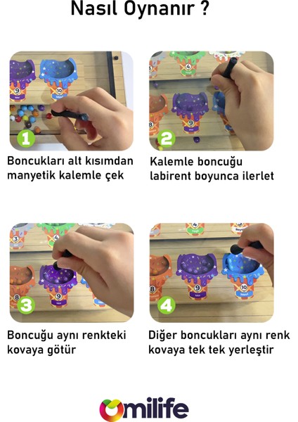 Manyetik Renkli Sayma ve Eşleştirme Labirenti - Ahşap Montessori Oyuncağı, 3-5 Yaş Çocuklar Için Eğitici, Eğlenceli ve Taşınabilir Manyetik Boncuk Oyun Seti indirimleri