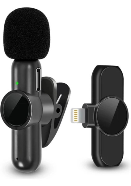 Type C Uyumlu Iphone Dönüştürücülü Kablosuz Yaka Mikrofonu Android ve Iphone Uyumlu Mini Mikrofon