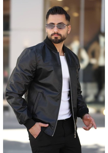 Erkek Premium Bomber Deri Ceket