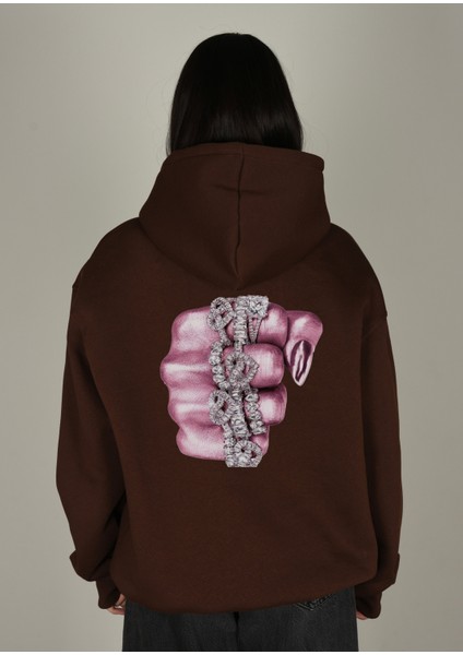 Hand Baskılı Kapüşonlu Sweatshirt