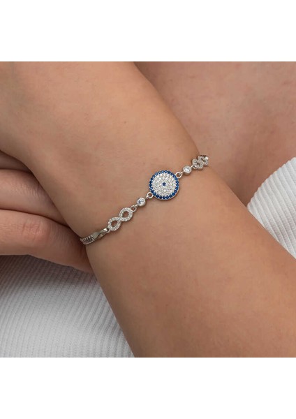 Gümüş Nazarlı Sonsuzluk Kadın Bileklik fırsatları