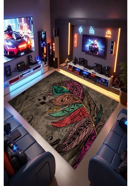 Yaprak Desenli Kaymaz Taban Makinede Yıkanabilir Gaming Oyuncu Gamer Genç Odası Halısı fiyatları