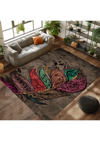 Yaprak Desenli Kaymaz Taban Makinede Yıkanabilir Gaming Oyuncu Gamer Genç Odası Halısı