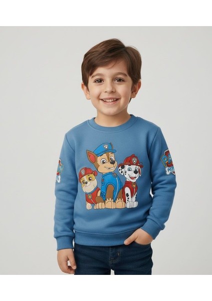Çizgi Film Karakter Baskılı Şardonlu Erkek Çoçuk Sweatshirt