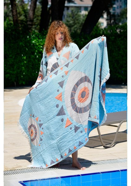 Mavi Evil Eye Kimono & Peştemal Seti fiyatları