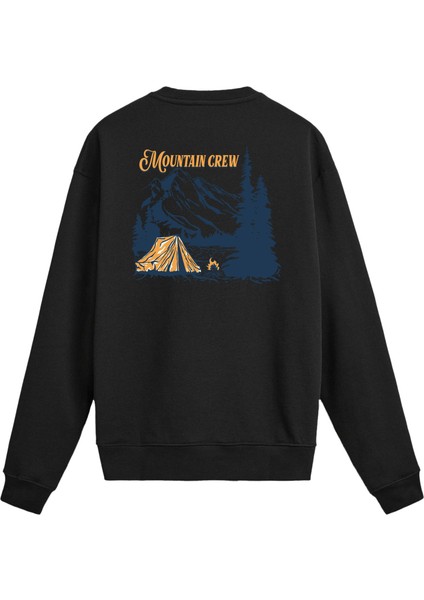 Mountain Crew Yazılı Kamp Baskılı Sweatshirt