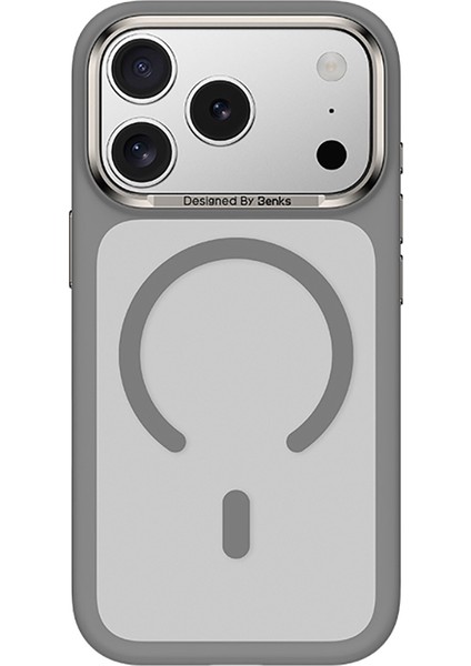 iPhone 17 Pro Max Uyumlu Kılıf M-Safe Şarj Özellikli Benks Mist C-Magnet Kapak Gri