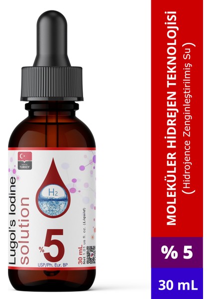 Lugol Iyot Çözeltisi %5 | 30 ml | Cam Damlalıklı Şişe (Pharma Grade Lügol)
