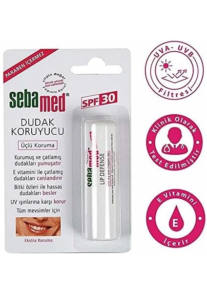 Sebamed Kurumuş Çatlamış ve Hassas Dudaklar - Yoğun Nemlendiricili Lipbalm - Dudak Bakım Kremi 30 Spf 4,8 gr