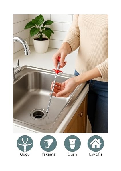 Suwors Tıkanıklık Açıcı Gider Temizleme Aparatı - 60CM Esnek Yaylı Çubuk, Pençeli Kancalı Mutfak Banyo Tuvalet Gideri Temizleyici fiyatları