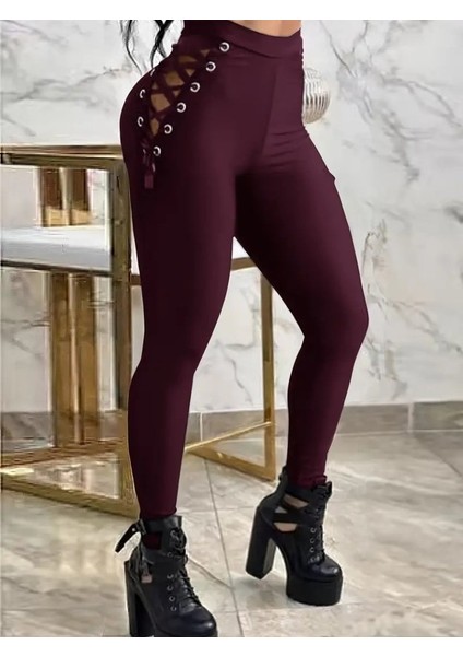 Miracotton Kadın Yüksek Bel Çapraz Bağcıklı Tül Detaylı Dalgıç Tayt modelleri