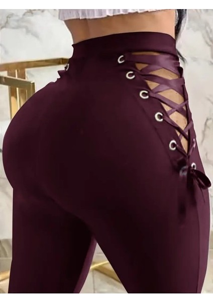 Miracotton Kadın Yüksek Bel Çapraz Bağcıklı Tül Detaylı Dalgıç Tayt fırsatları