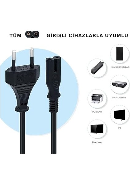Ps5/ Ps4/ Ps3 / Xbox Series S-X Uyumlu 2 Pinli 1.5 Metre Güç Kablosu Teyp Fişi, Radyo Fişi, LED Tv Elektrik Fişi 2pin Güç Kablosu indirimleri
