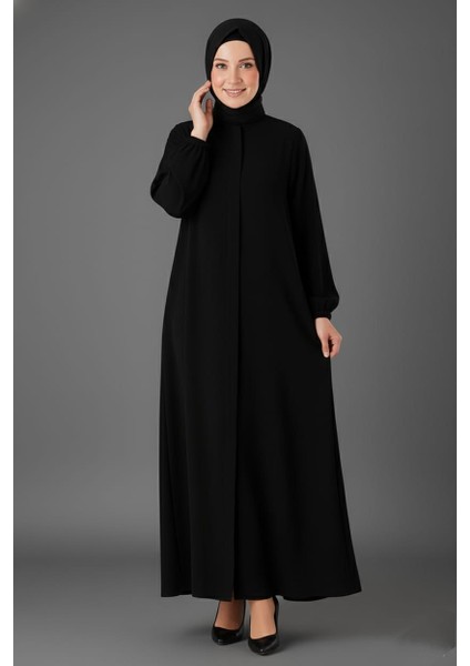 Medine Ipeği Mevlana Kesim Cepli Kuşaklı Bol Ferace Siyah fırsatları