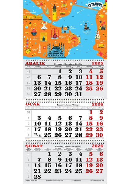 2026 Yılı Gemici Takvimi-Istanbul Turistik Haritası