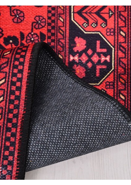 Otantik 1086 Vintage Baskı Halı Silinebilir Yıkanabilir Salon Antre Mutfak Halı Yolluk