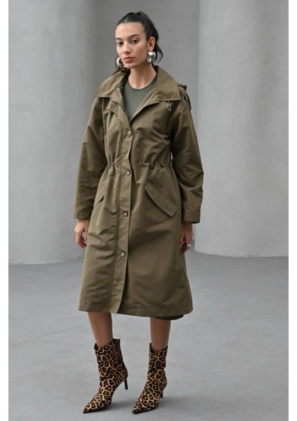 Uniq Haki Kapüşonlu Trençkot fiyatları