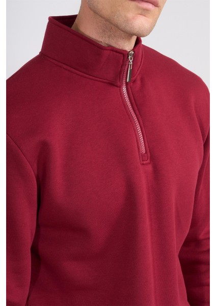 Çetinkaya Mentality 3907 3 Ip Dik Yaka Bordo Sweatshirt modelleri