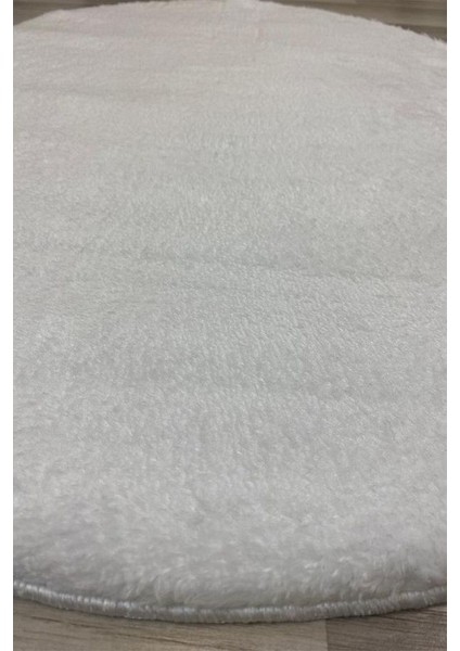 2'li Beyaz Yuvarlak Yumuşak Kaymaz Taban Peluş Yıkanabilir Banyo Oturma Odası HALI(60X60 ve 80X80) modelleri