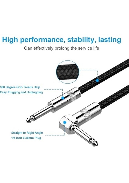 Bee Enstrüman Kablosu Elektrikli Enstrüman Kablosu Bas Amp Kablosu 1/4 Elektro Gitar, Bas Gitar, Klavye, Elektrikli Mandolin, Pro Audio (3 M/10 Ft, Açılı Fiş) fırsatları