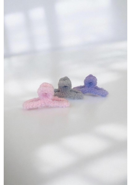 Kadın Peluş Model Kırçıllı 3 Adet Büyük Boy 11 cm Mandal Toka Seti modelleri