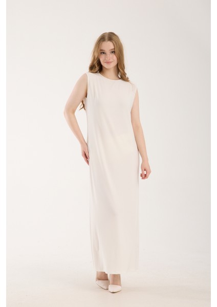 Kadın Sandy Kolsuz Uzun Elbise Astarı