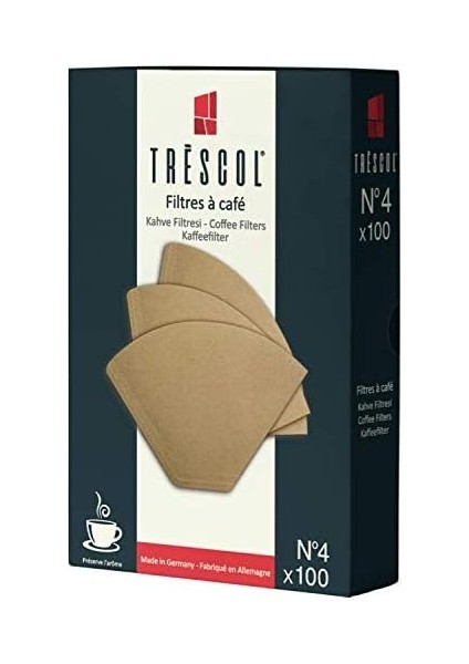 Kahve Filtresi, Naturel Kağıt, 4 Numara, Büyük Boy, 100'LÜ Paket