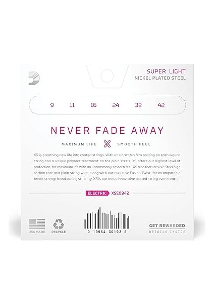 XSE0942, 09-42 Super Light, Xs Nikel Kaplamalı Gitar Telleri Elektro Gitar Için indirimleri
