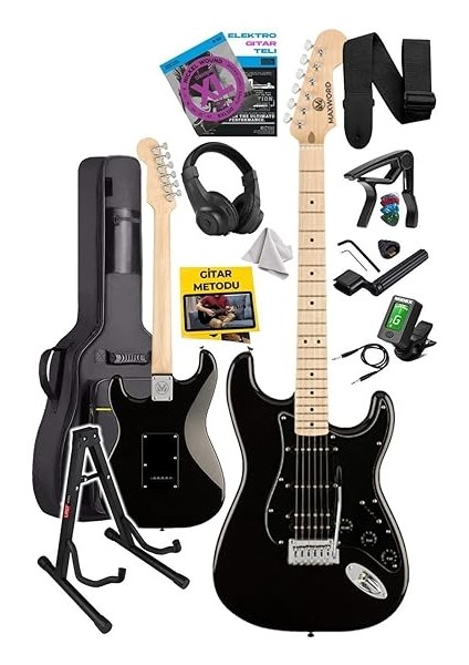 MAP-35BK-ST Maple Klavye Ssh Profesyonel Elektro Gitar Seti fiyatları