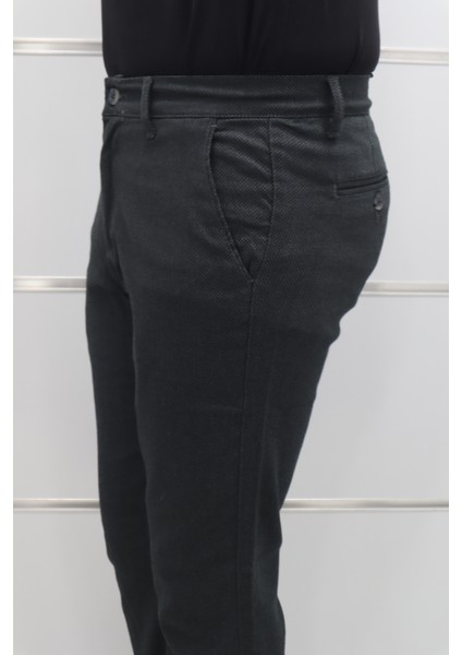 Fistan Store Erkek Haki Yeşil Desenli Normal Bel Dar Kalıp Dar Paça Kışlık Keten Pantolon modelleri