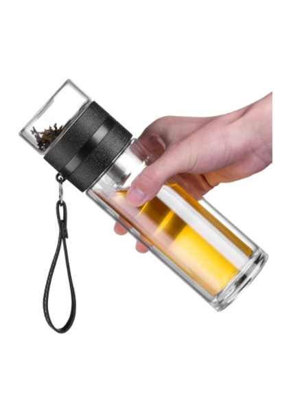 Paslanmaz Çelik Çift Camlı Bitki Çayı Demlik Termos – 2 Kat Cam Izgaralı Demleme Şişesi fiyatları