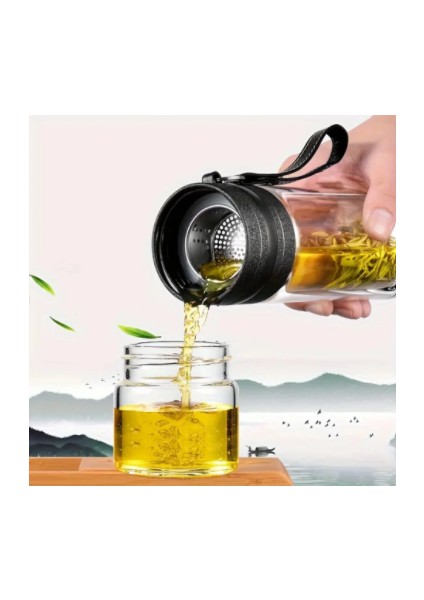 Paslanmaz Çelik Çift Camlı Bitki Çayı Demlik Termos – 2 Kat Cam Izgaralı Demleme Şişesi indirimleri