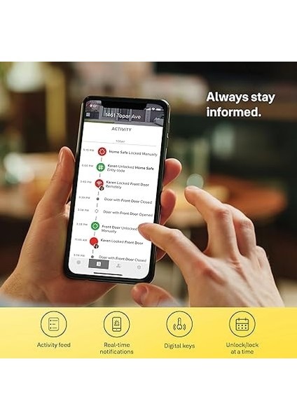 Linus Akıllı Kilit L2 - Siyah - 05/103210/MB, Anahtarsız Erişim, Yale Home Uygulaması ile Kontrol, Entegre Wi-Fi, Uzaktan Kilitleme/kilit Açma, Sanal Anahtar, Eş Zamanlı Uyarılar indirimleri