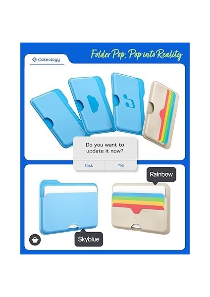 Caseology iPhone Için Magsafe Özellikli 3 Kartlı Manyetik Cüzdan Folder Pop Sky Blue Cloud - AFA07499 modelleri